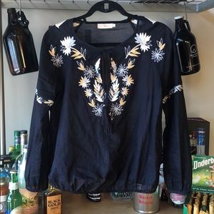 Tory Burch Blouse Navy with Flowers